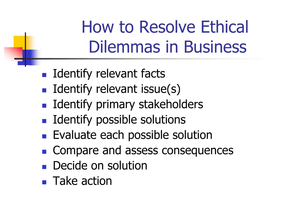 how to resolve ethical dilemmas in business