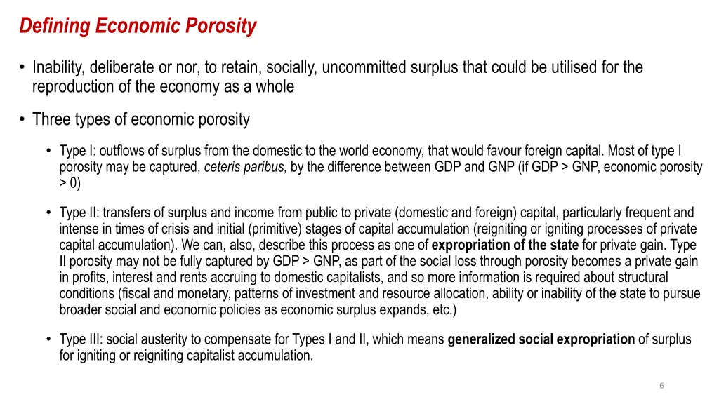 defining economic porosity