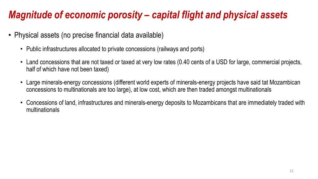 magnitude of economic porosity capital flight