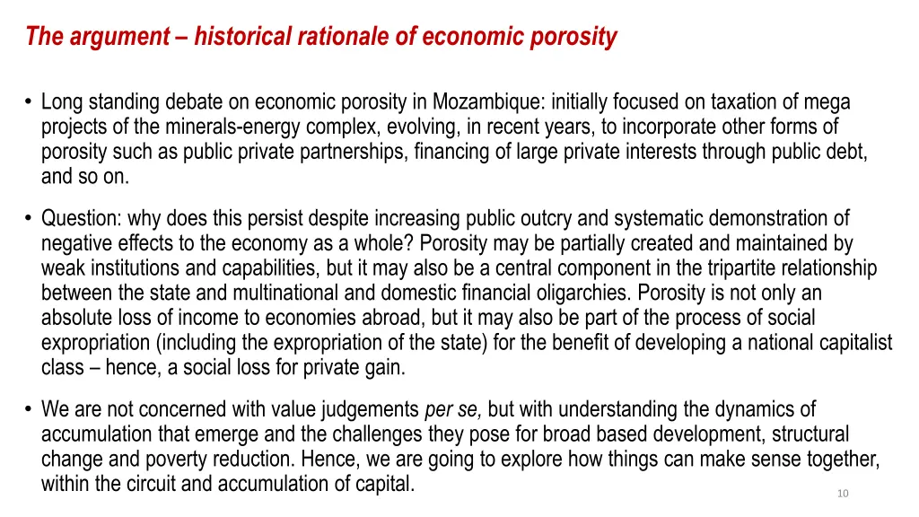 the argument historical rationale of economic