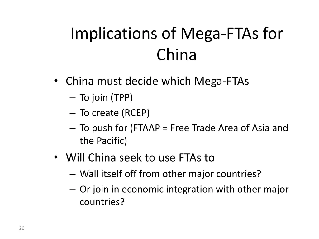 implications of mega ftas for china