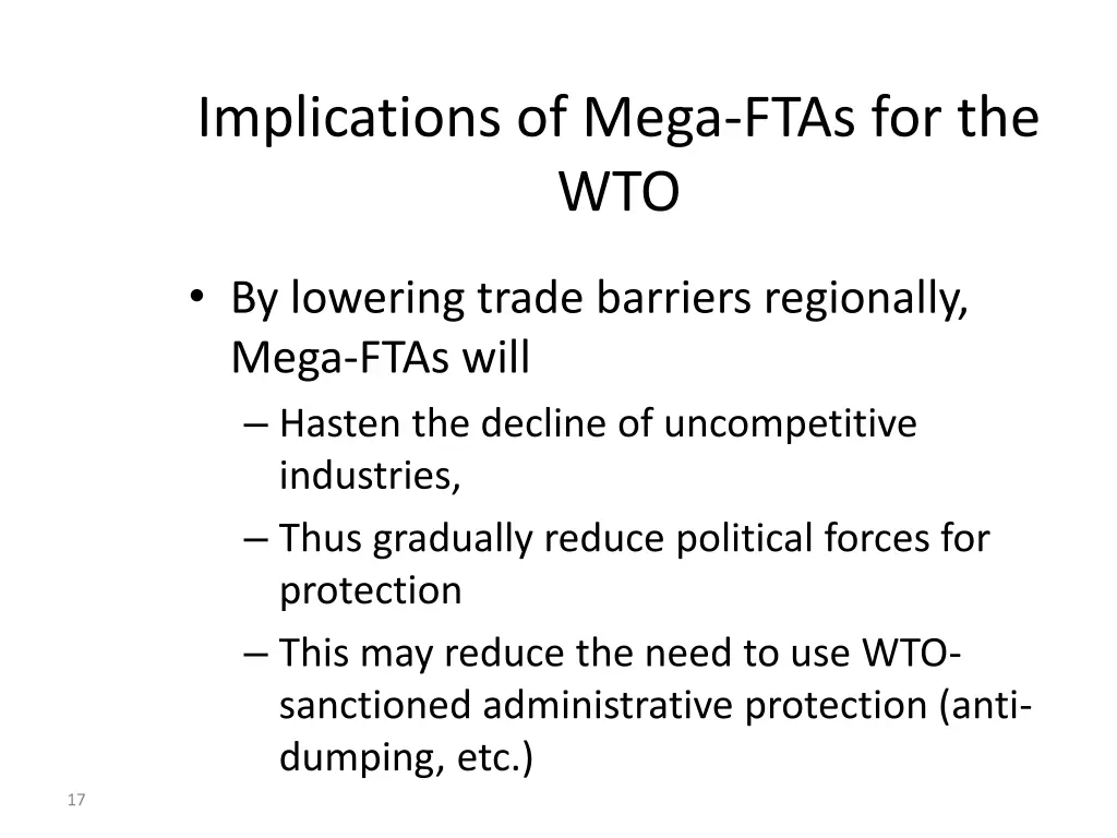 implications of mega ftas for the wto 1