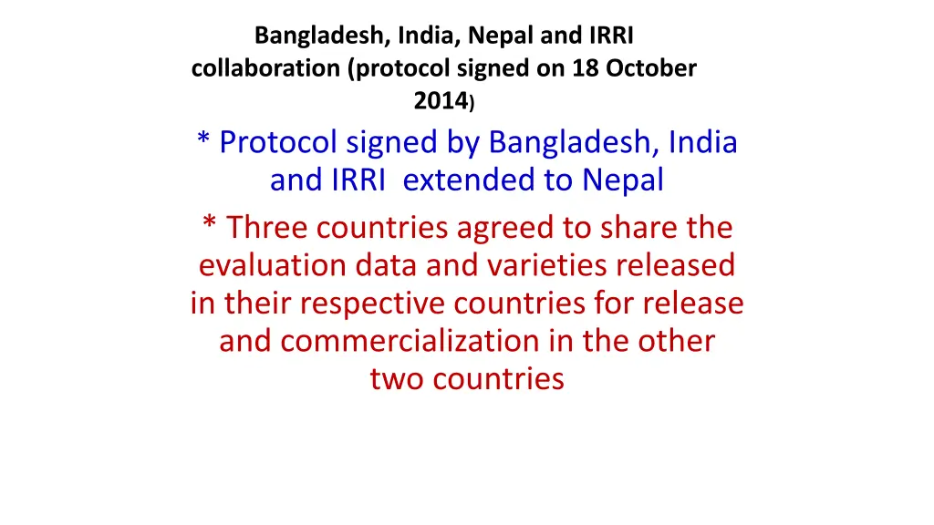 bangladesh india nepal and irri collaboration