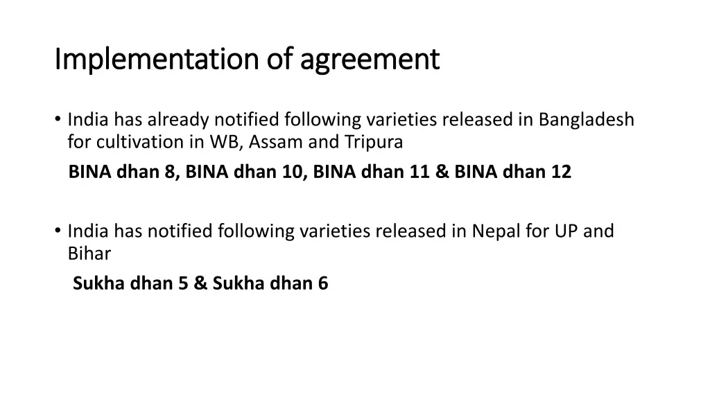 implementation of agreement implementation