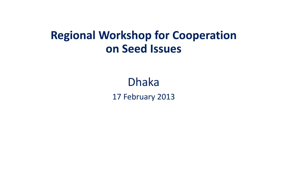 regional workshop for cooperation on seed issues