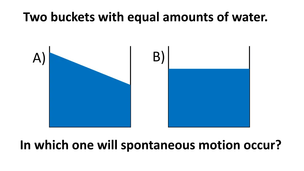 two buckets with equal amounts of water