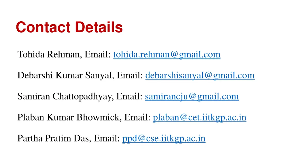 contact details