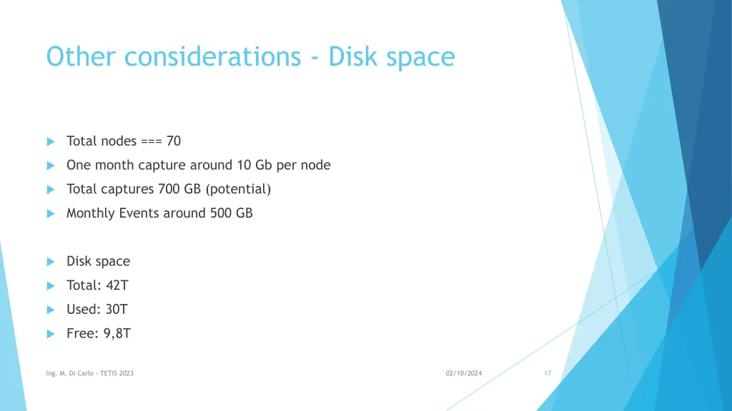 other considerations disk space