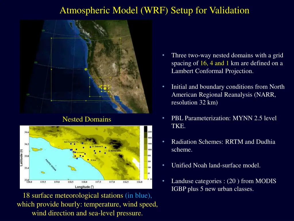 atmospheric model wrf setup for validation