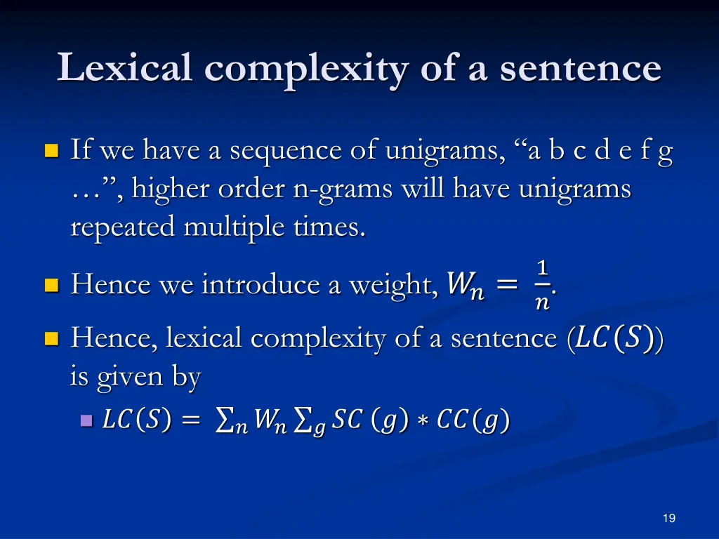 lexical complexity of a sentence