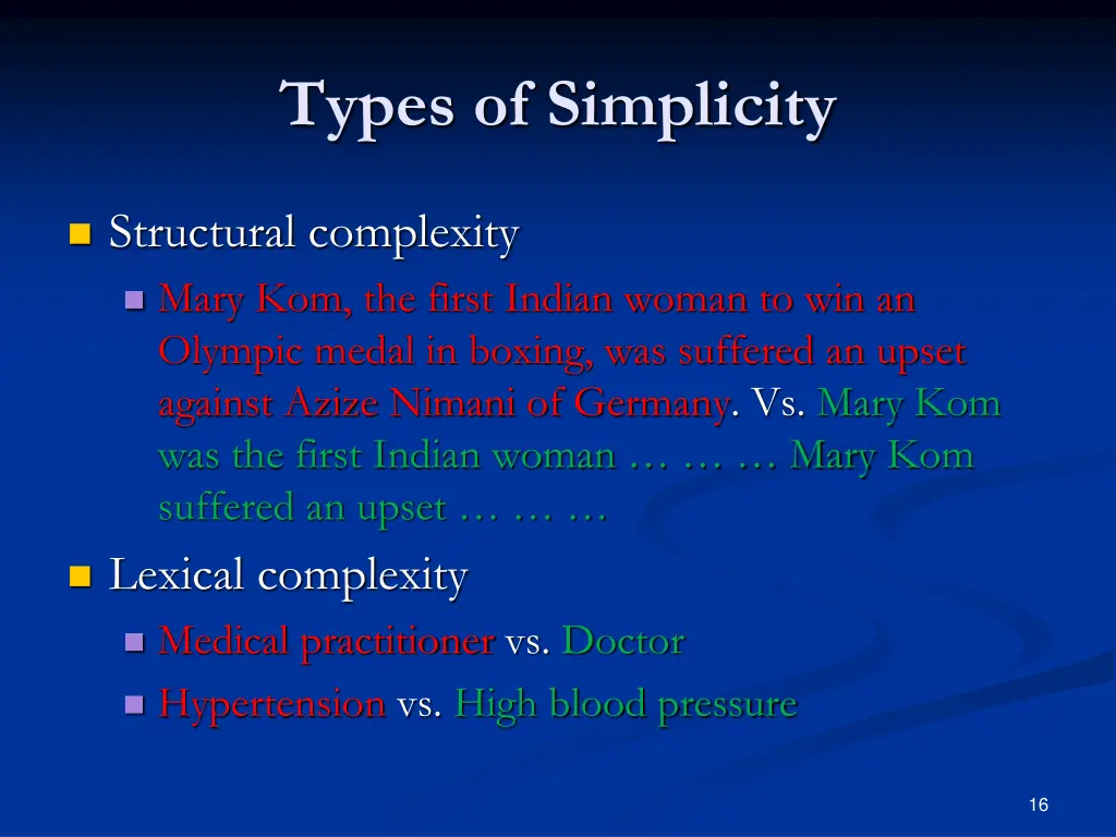 types of simplicity