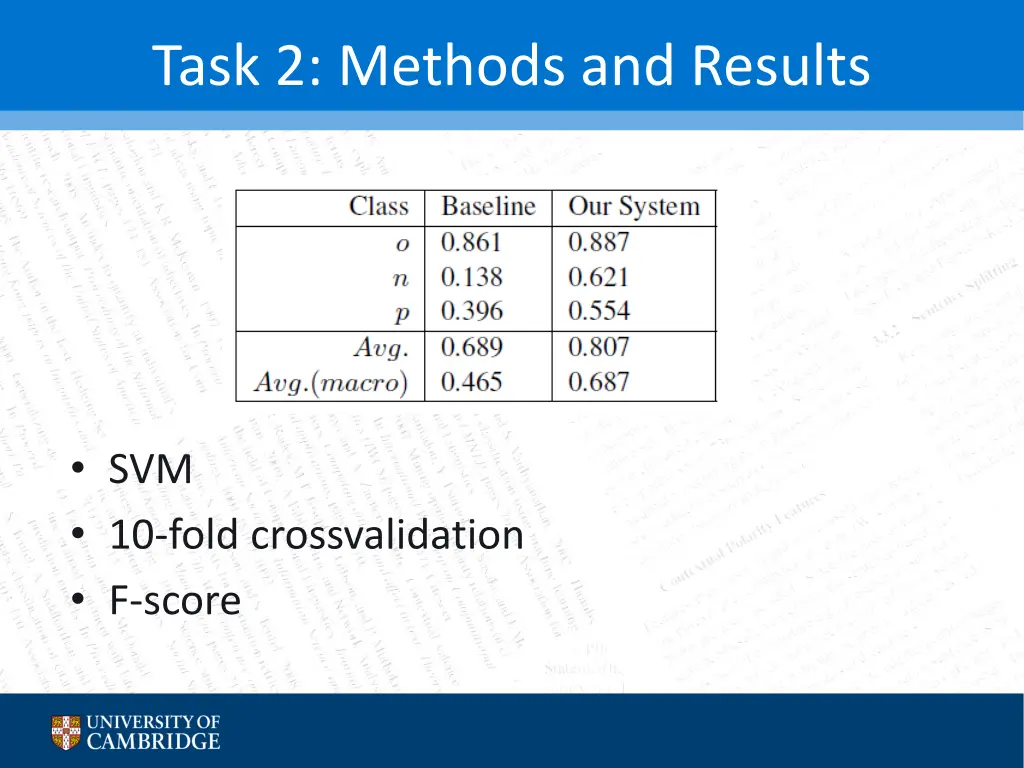 task 2 methods and results