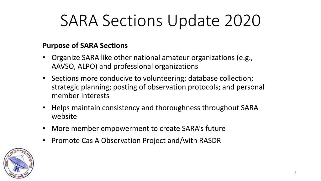 sara sections update 2020 1