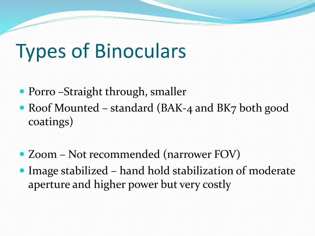 types of binoculars