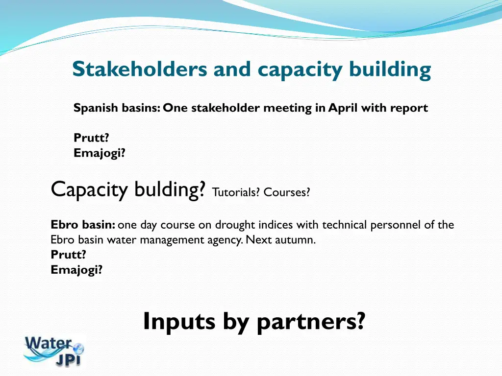 stakeholders and capacity building