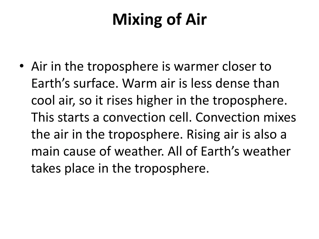 mixing of air