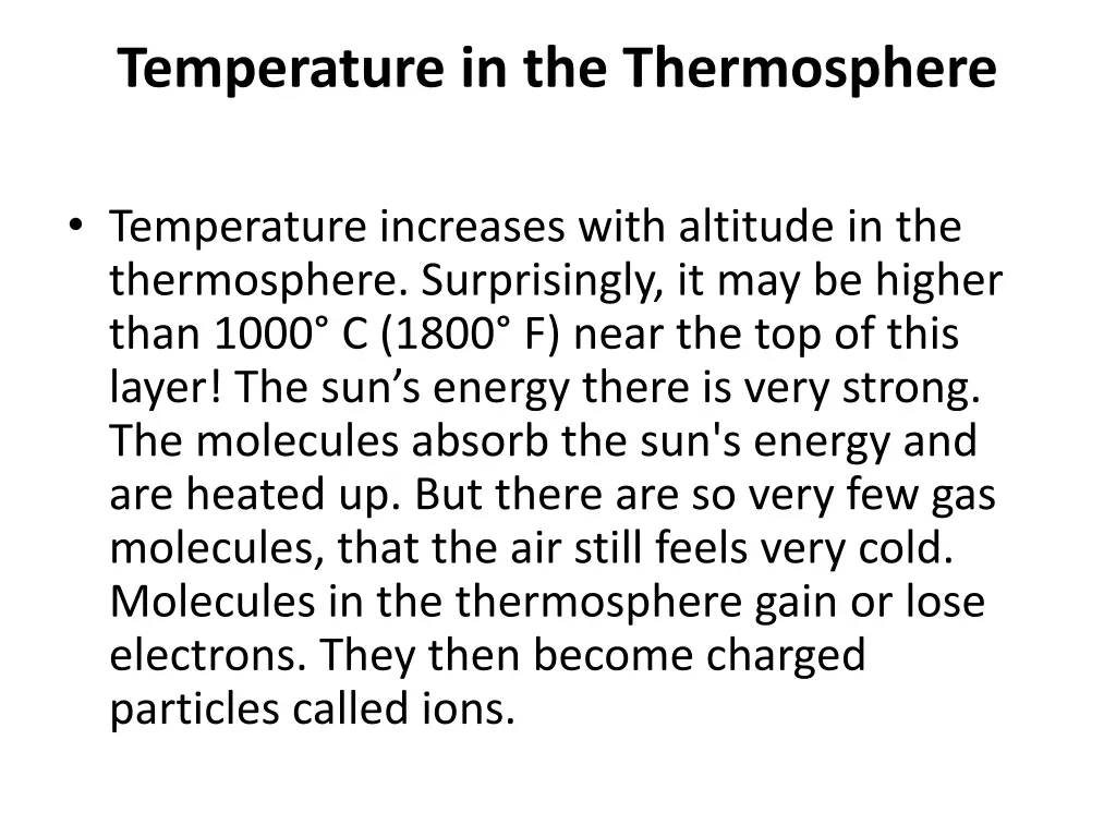 temperature in the thermosphere