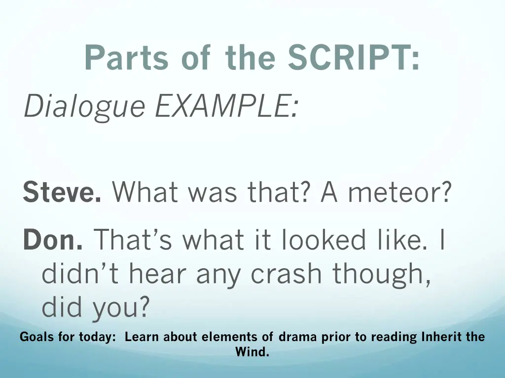 parts of the script dialogue example