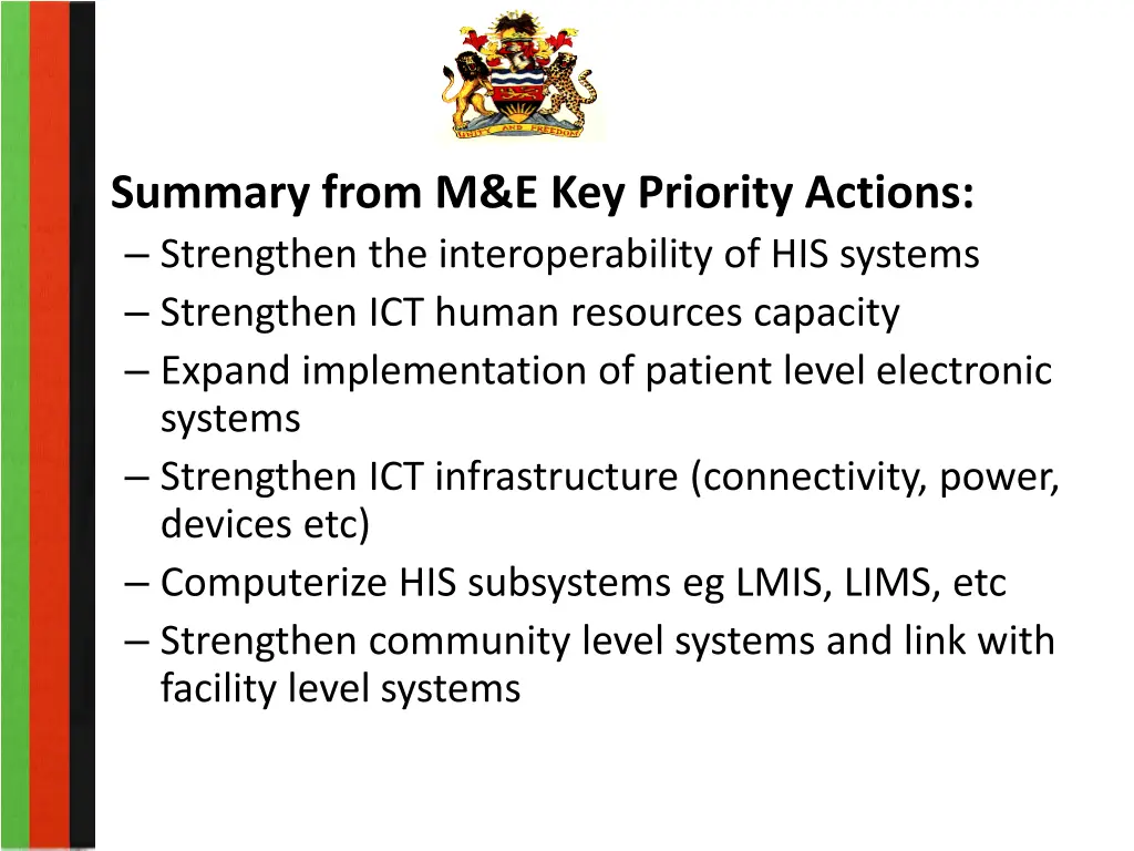 summary from m e key priority actions strengthen