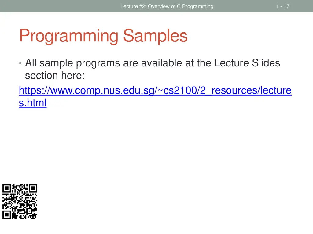 lecture 2 overview of c programming 15