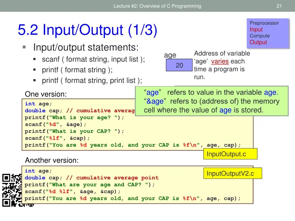 lecture 2 overview of c programming 19