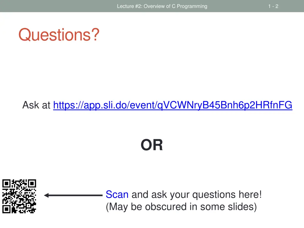 lecture 2 overview of c programming