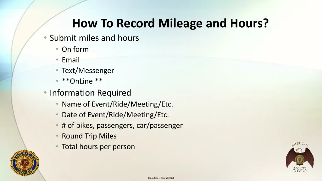 how to record mileage and hours submit miles