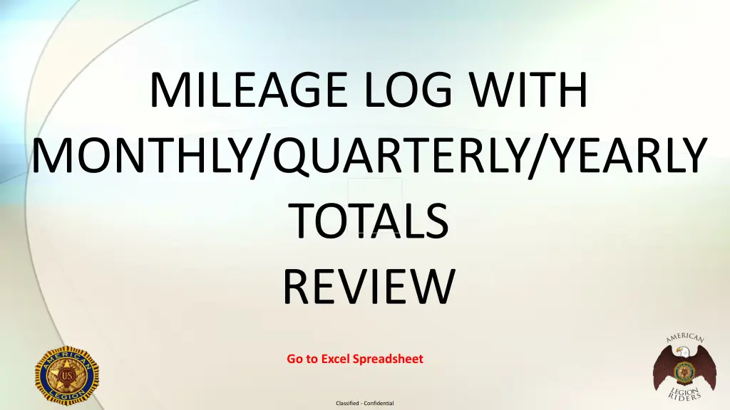 mileage log with monthly quarterly yearly totals