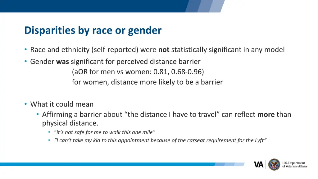 disparities by race or gender