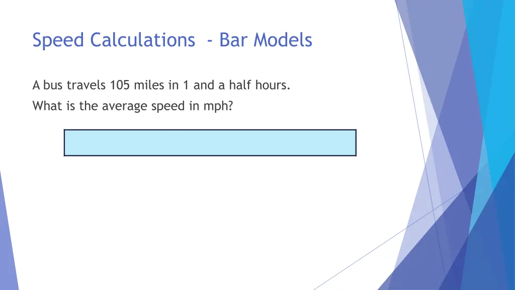 speed calculations bar models 2