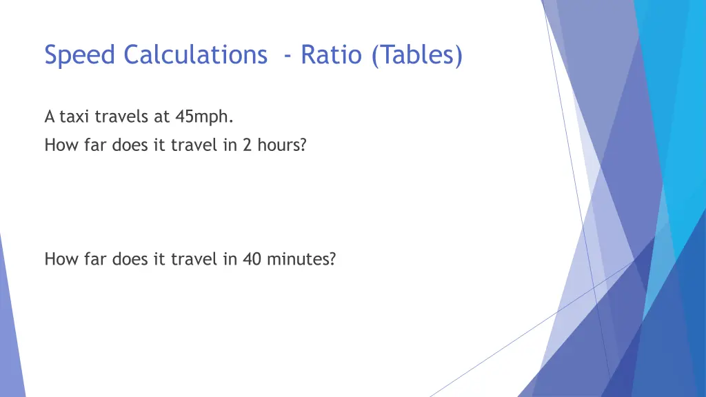 speed calculations ratio tables 5