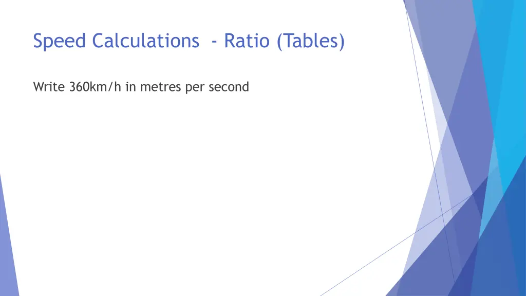 speed calculations ratio tables 8