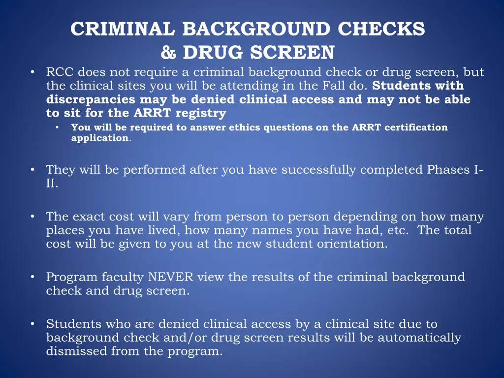 criminal background checks drug screen rcc does