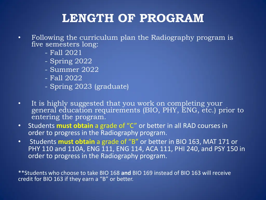 length of program