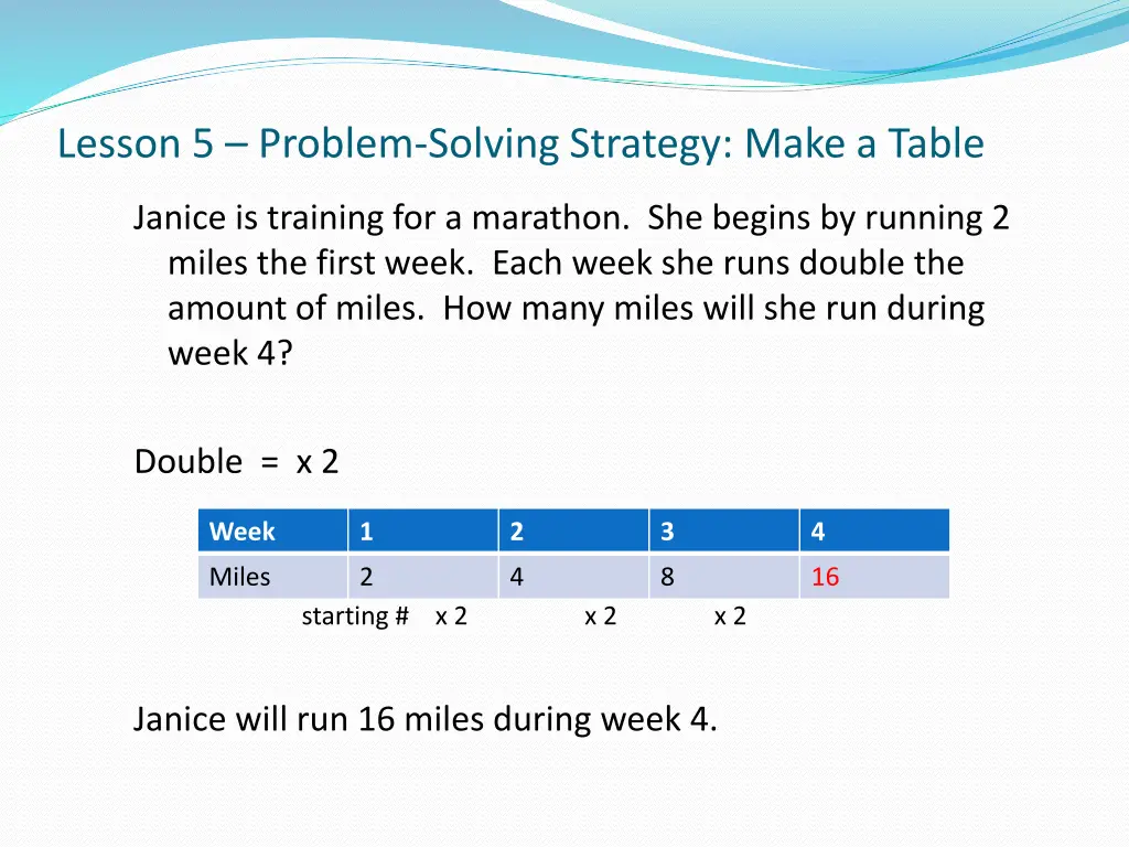 lesson 5 problem solving strategy make a table