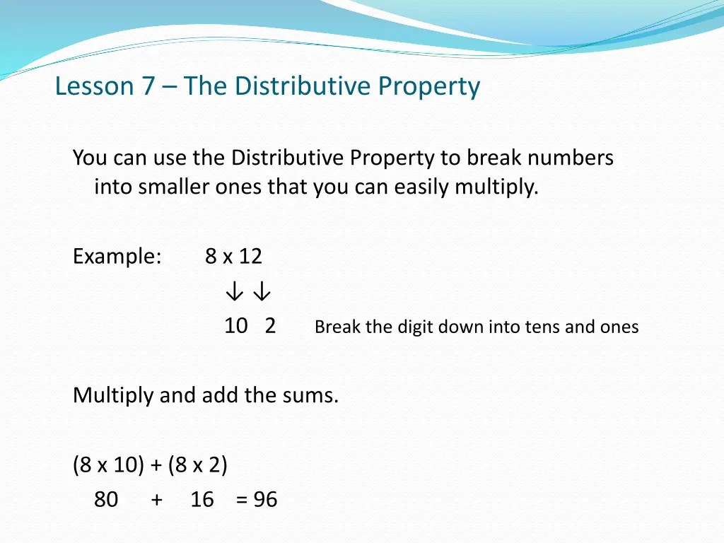 lesson 7 the distributive property