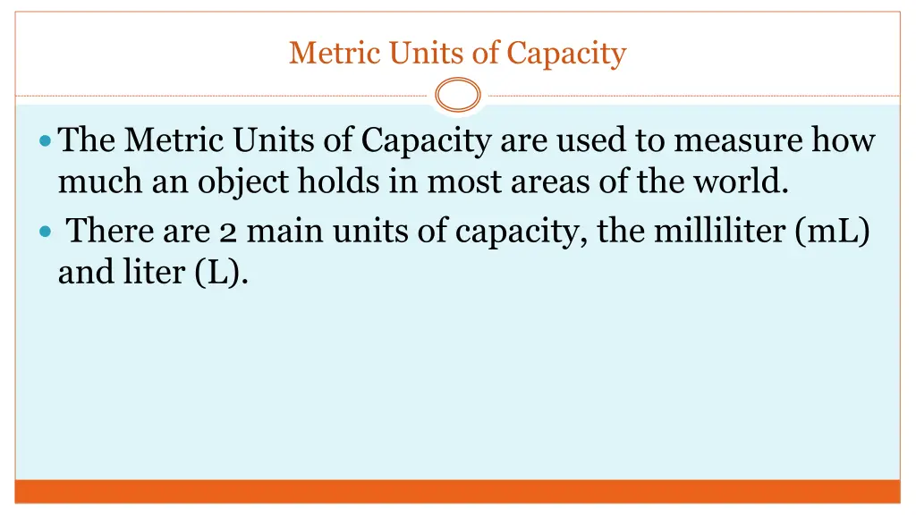 metric units of capacity 1