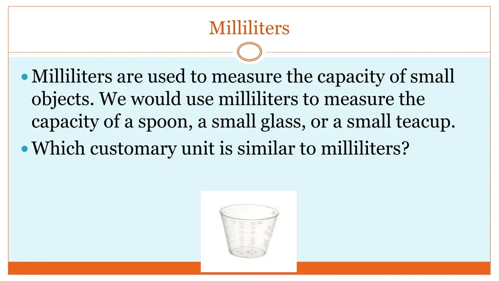 milliliters