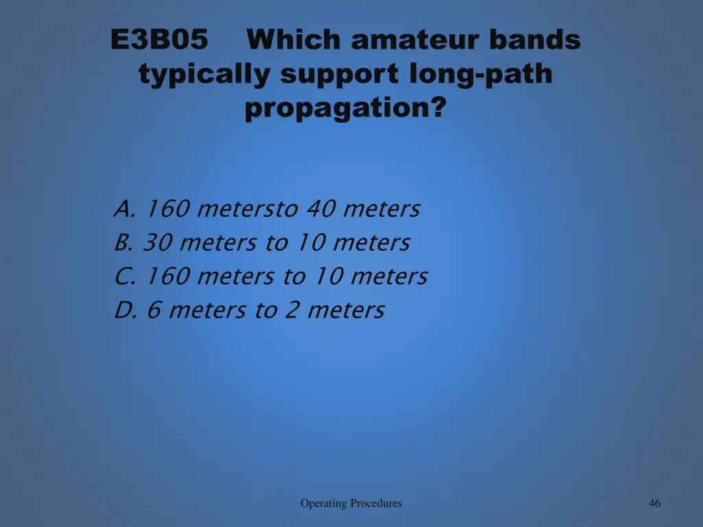 e3b05 which amateur bands typically support long