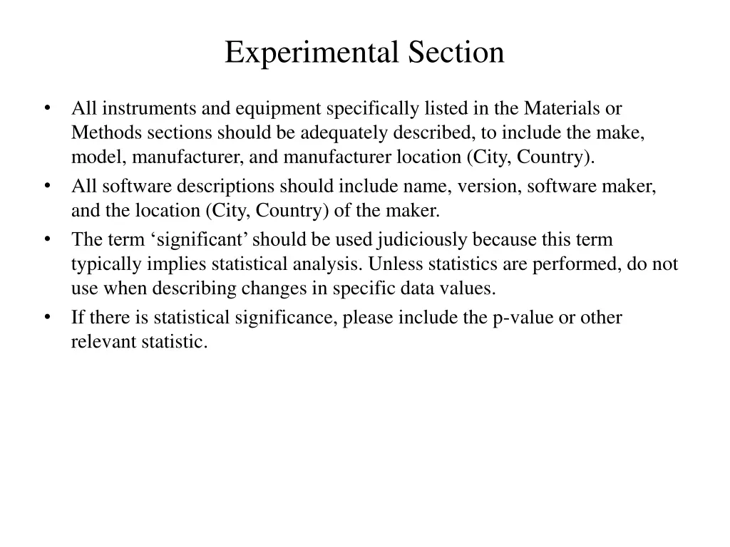 experimental section