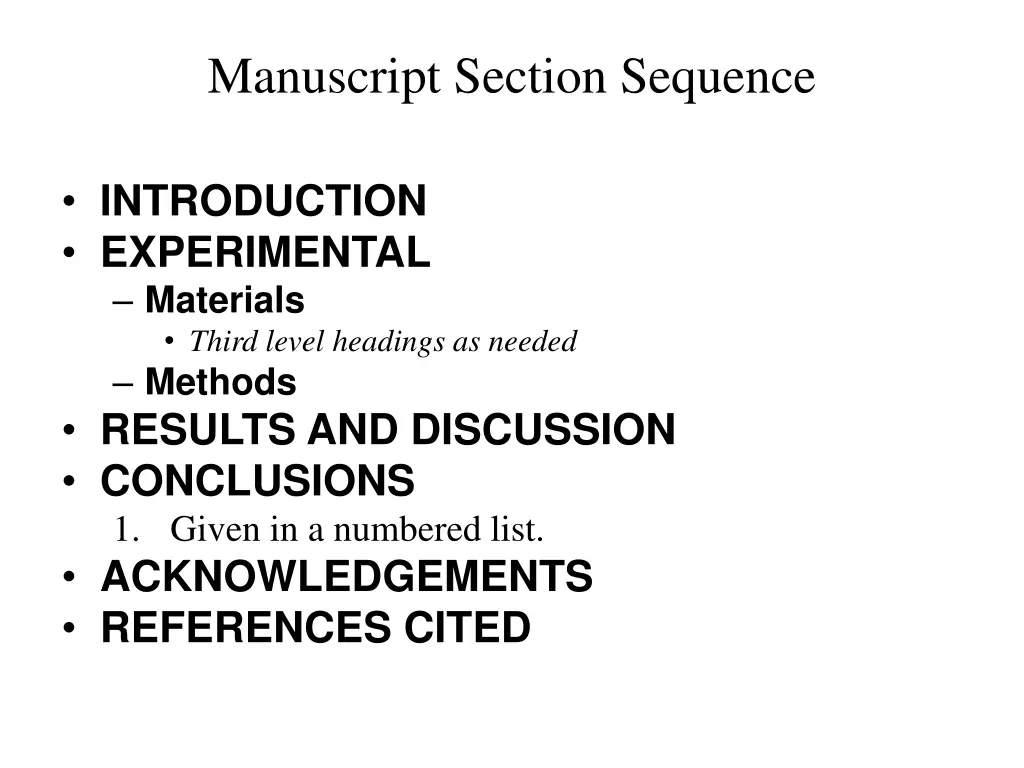 manuscript section sequence