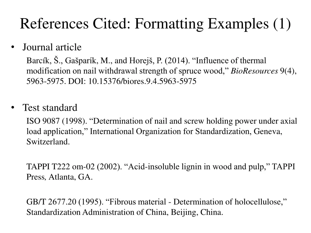 references cited formatting examples 1