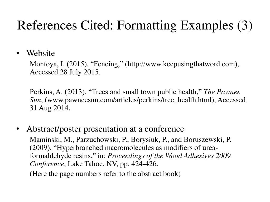 references cited formatting examples 3