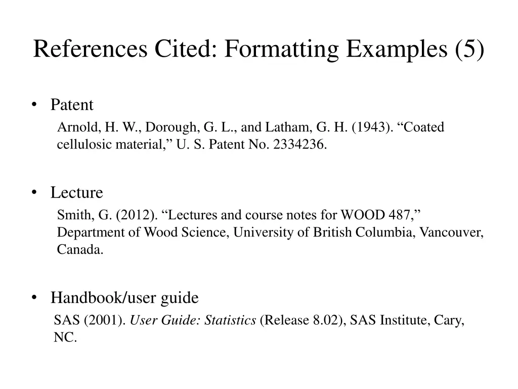 references cited formatting examples 5