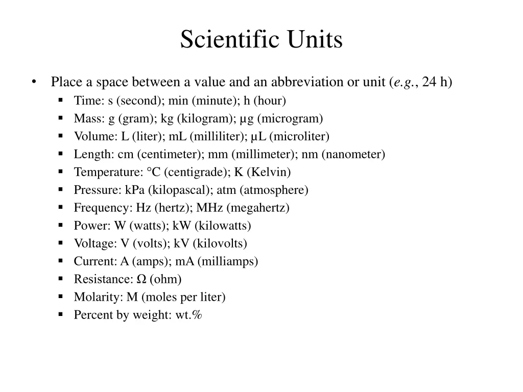 scientific units