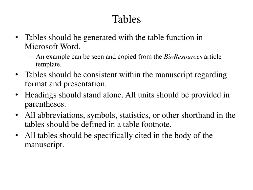 tables