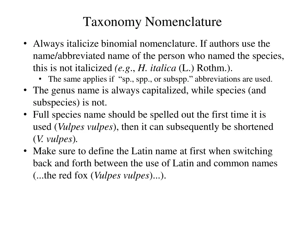 taxonomy nomenclature