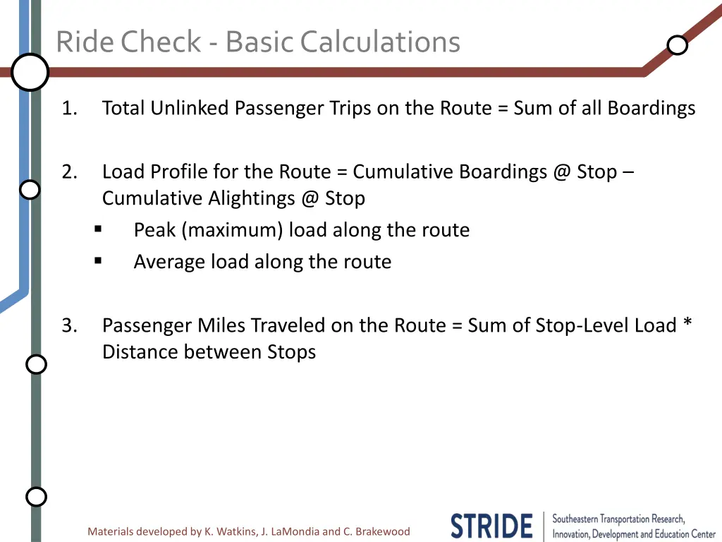 ride check basic calculations