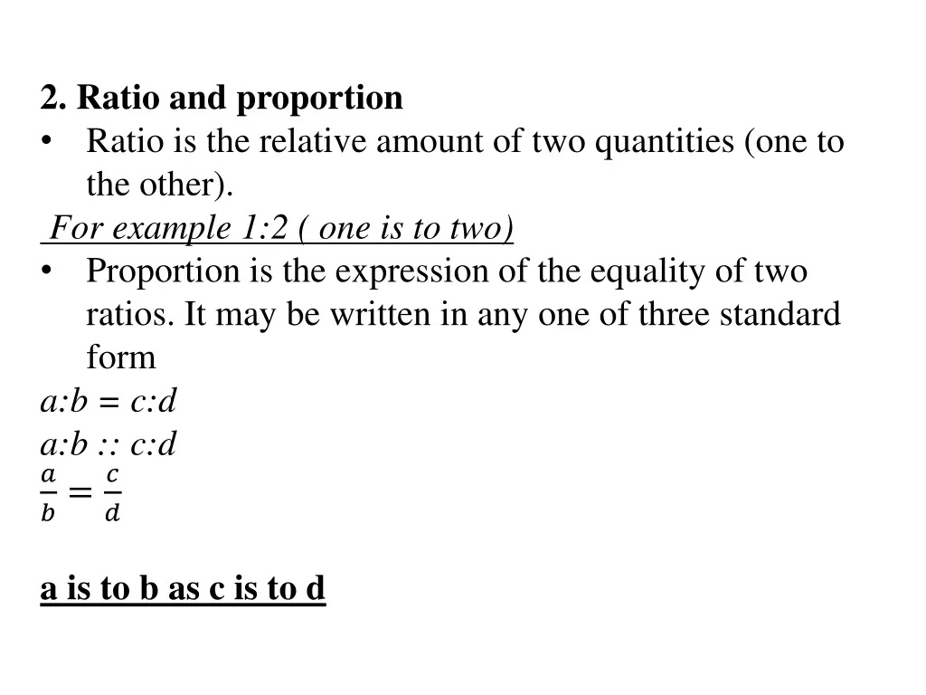 2 ratio and proportion ratio is the relative