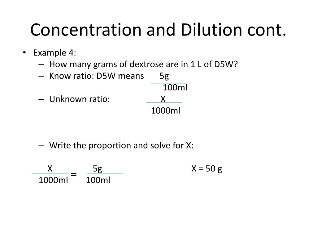 concentration and dilution cont